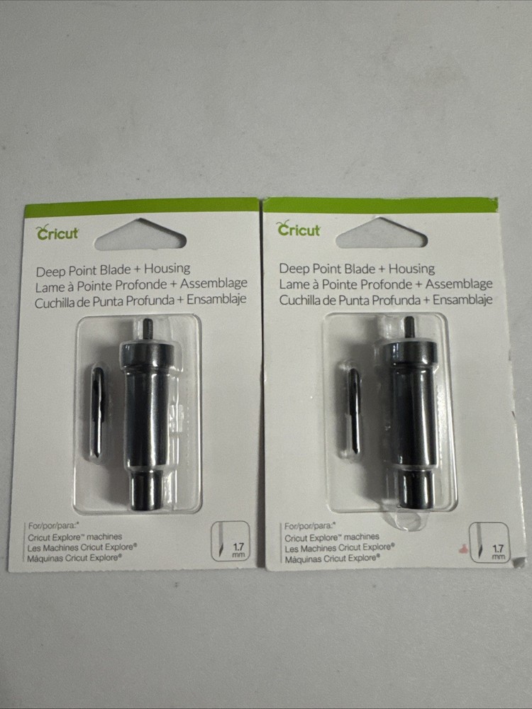 Two Cricut Deep Point Blades + Housing Replacement Cutting Tools 1.7mm 2002293