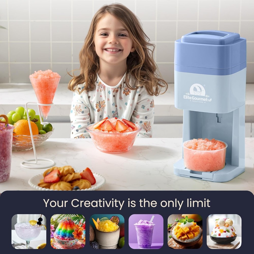 Elite Gourmet Shaved Ice Maker Snow Cone Machine & Mold Periwinkle