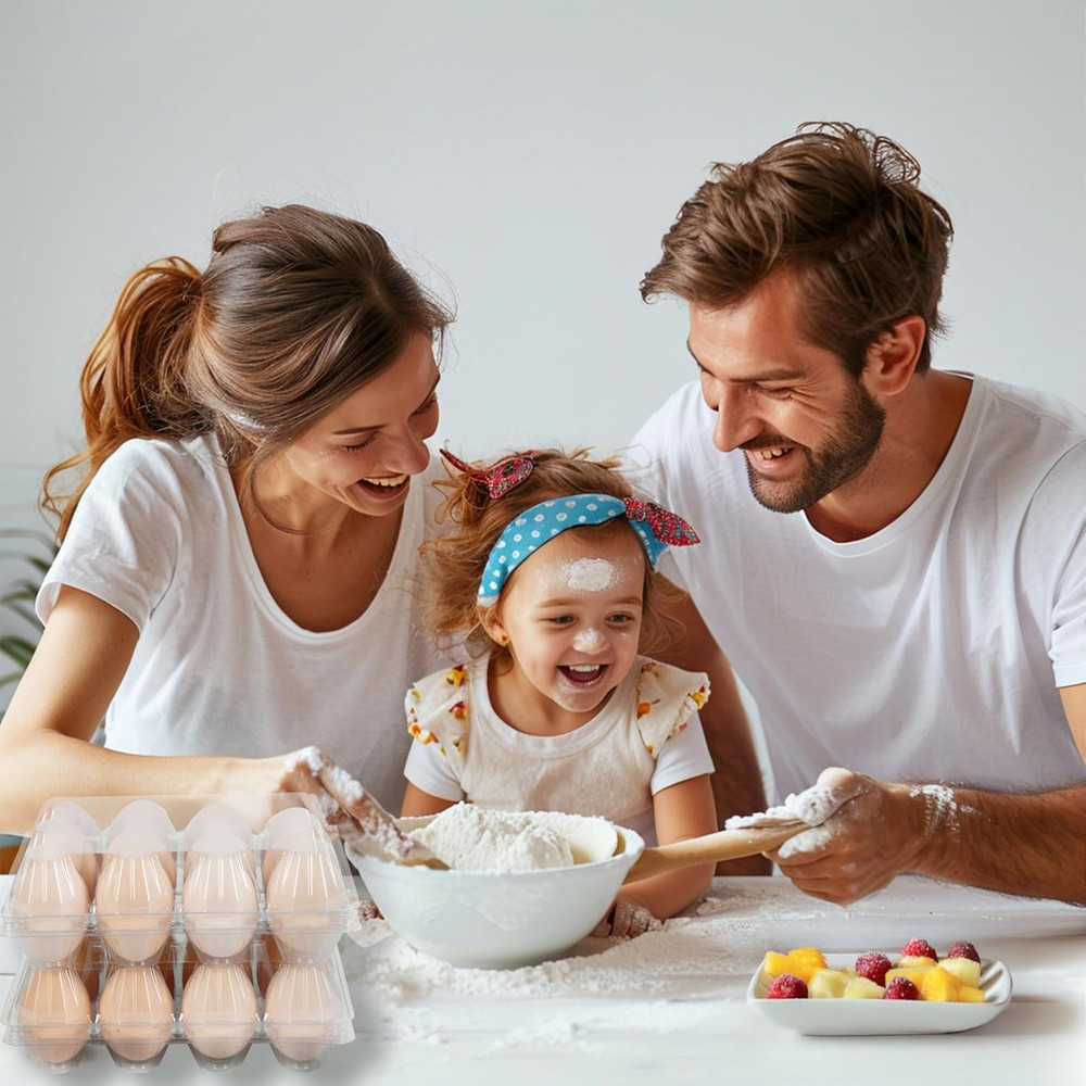100 Pack 12 Count Plastic Egg Cartons - Bulk Cheap Clear Reusable Egg Containers