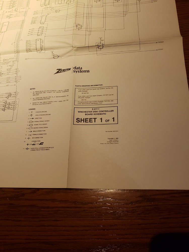 Heathkit/ Zenith Winchester Disk Controller Z-217-1 Schematic