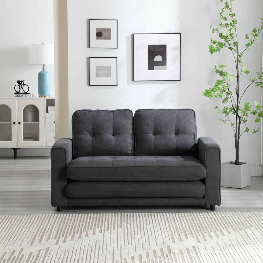Convertible Sleeper Sofa Bed Velvet Loveseat Sofa Couch Futon Sofa Pull-Out Bed