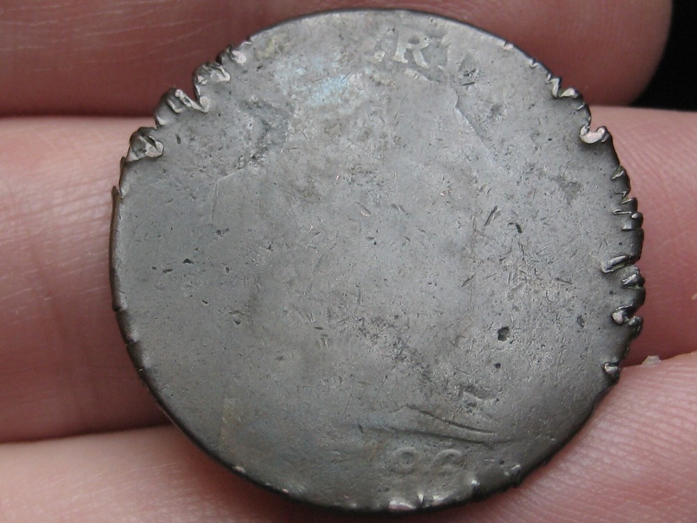 1796 Draped Bust Large Cent Penny- About Good Details, Edge Cuts