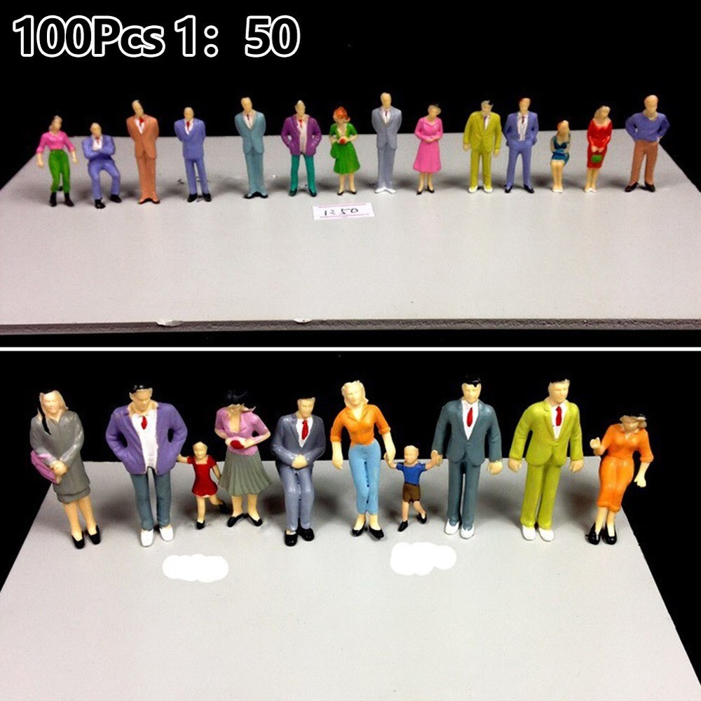 Painted Figures Model Sand Table 100Pcs 1:50 Scale Multicolor Simulation
