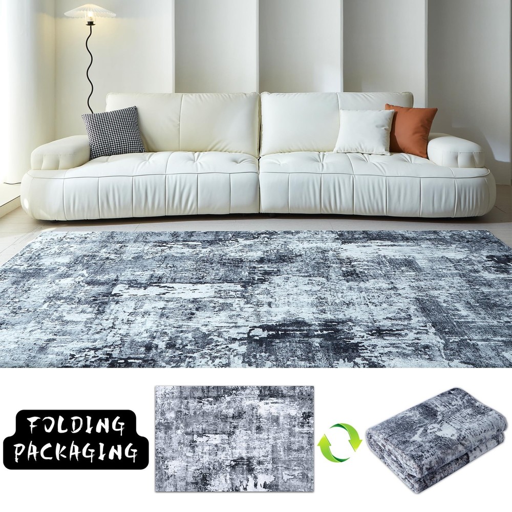 Rugcomf 3x5 Washable Boho Soft Area Rug - Abstract Pattern, Non-Slip, Non-She...