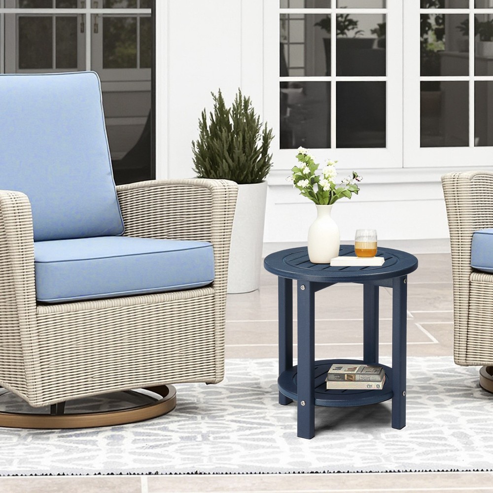 2-Tier Outdoor Side Table, HDPE Adirondack Table Patio Side Table