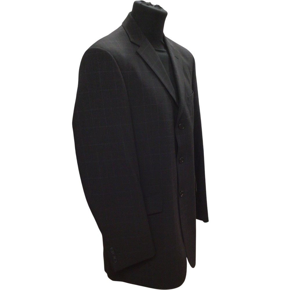 Marks & Spencer Wool Blend Check Suit Jacket Black 40M