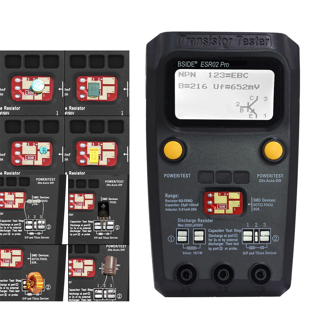 BSIDE ESR02 Pro Transistor Tester Multifunctional Digital Tester Diode Q4S5