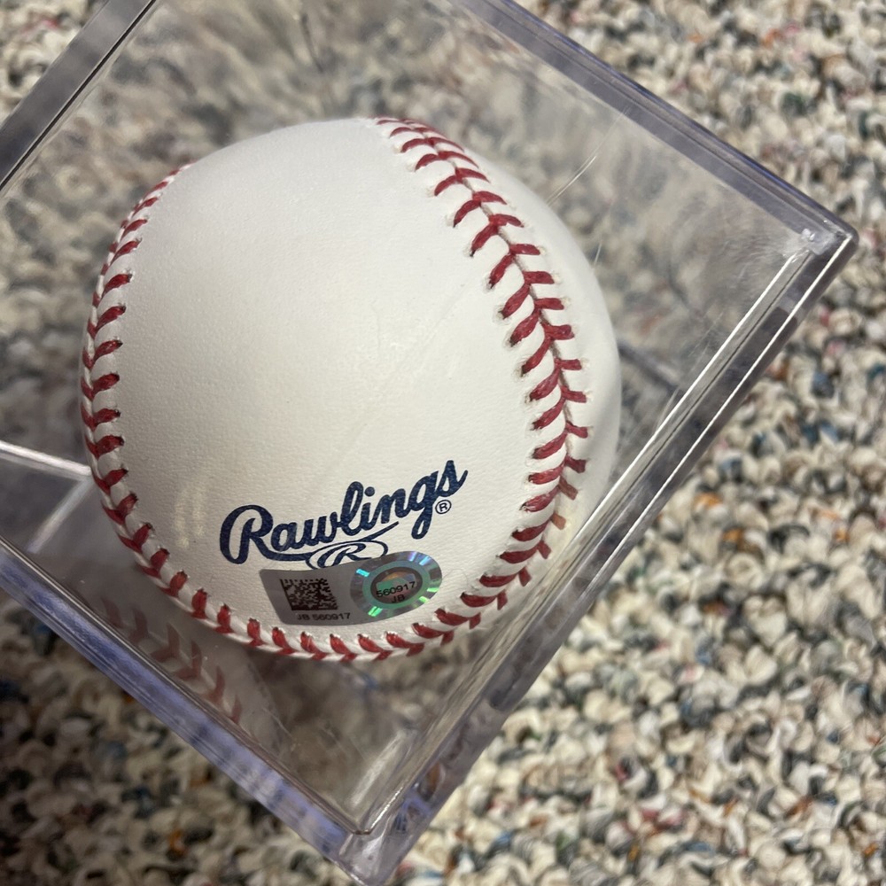 Mario Hollands Autographed Baseball MLB Authenticated With Case