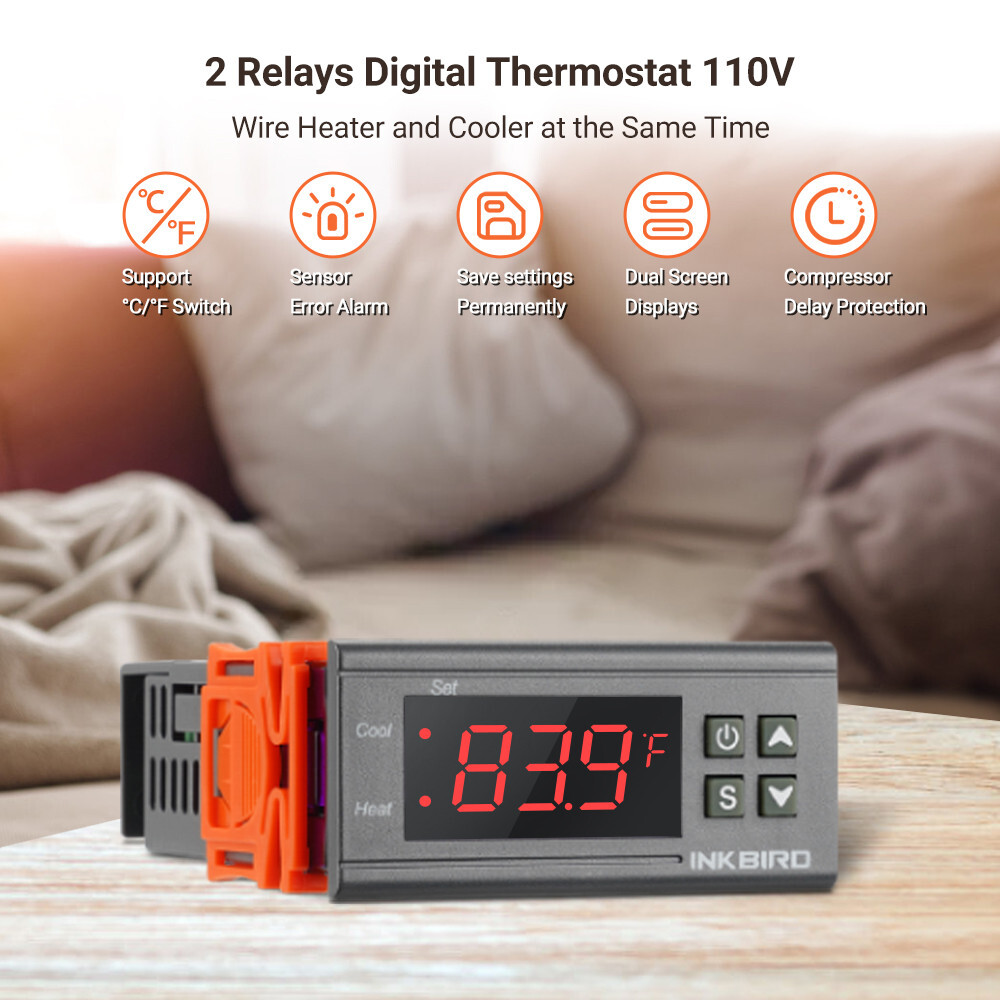 Inkbird Digital Temperature Controller ITC1000 110V Programmable Thermostat Heat