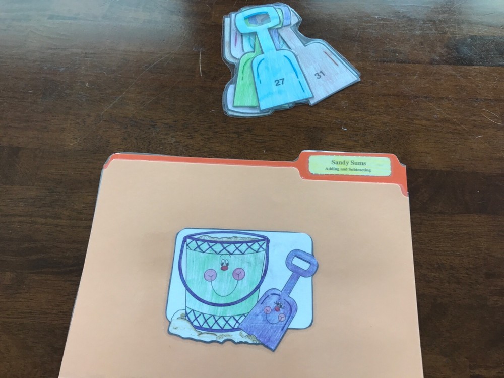 Sandy Surf! Add Subtract 1st grade math file folder game teacher