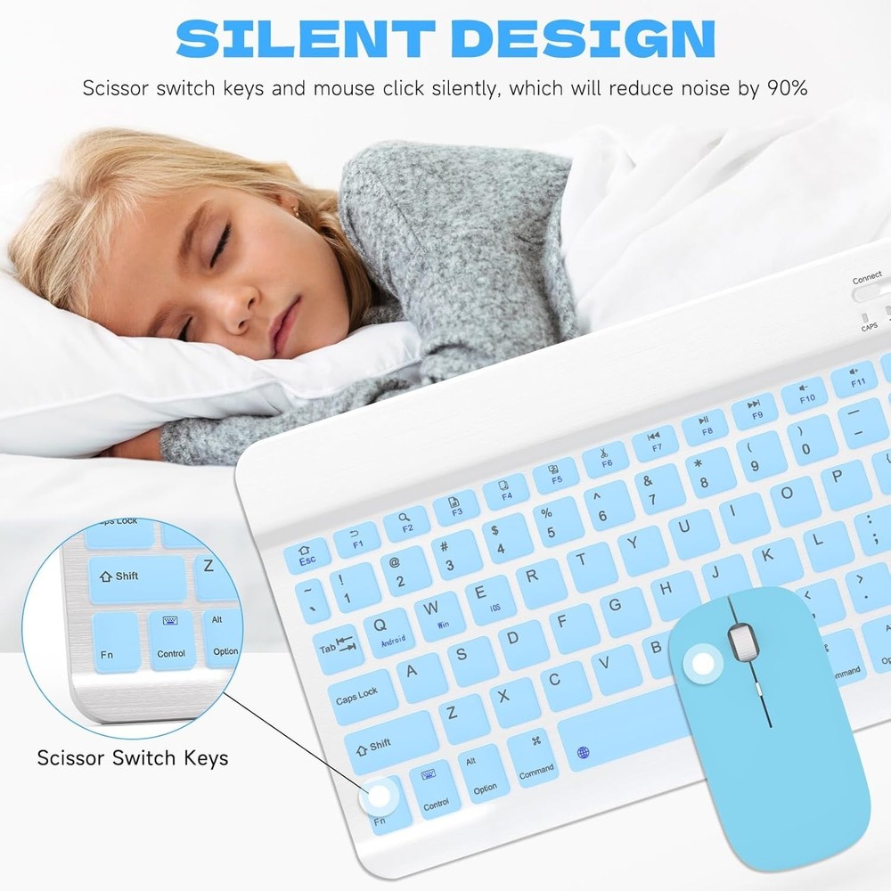 Ultra-Slim Bluetooth Keyboard and Mouse Combo Rechargeable Portable Wireless ...