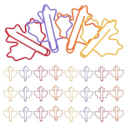 Decorative Paper Clips - 100Pcs Maple Leaf Shaped Paper Clips, Fun Office