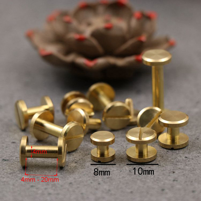 4-20mm Nail Brass Solid Rivets Stud Head Flat Belt Screw Leather Craft 59 Brass