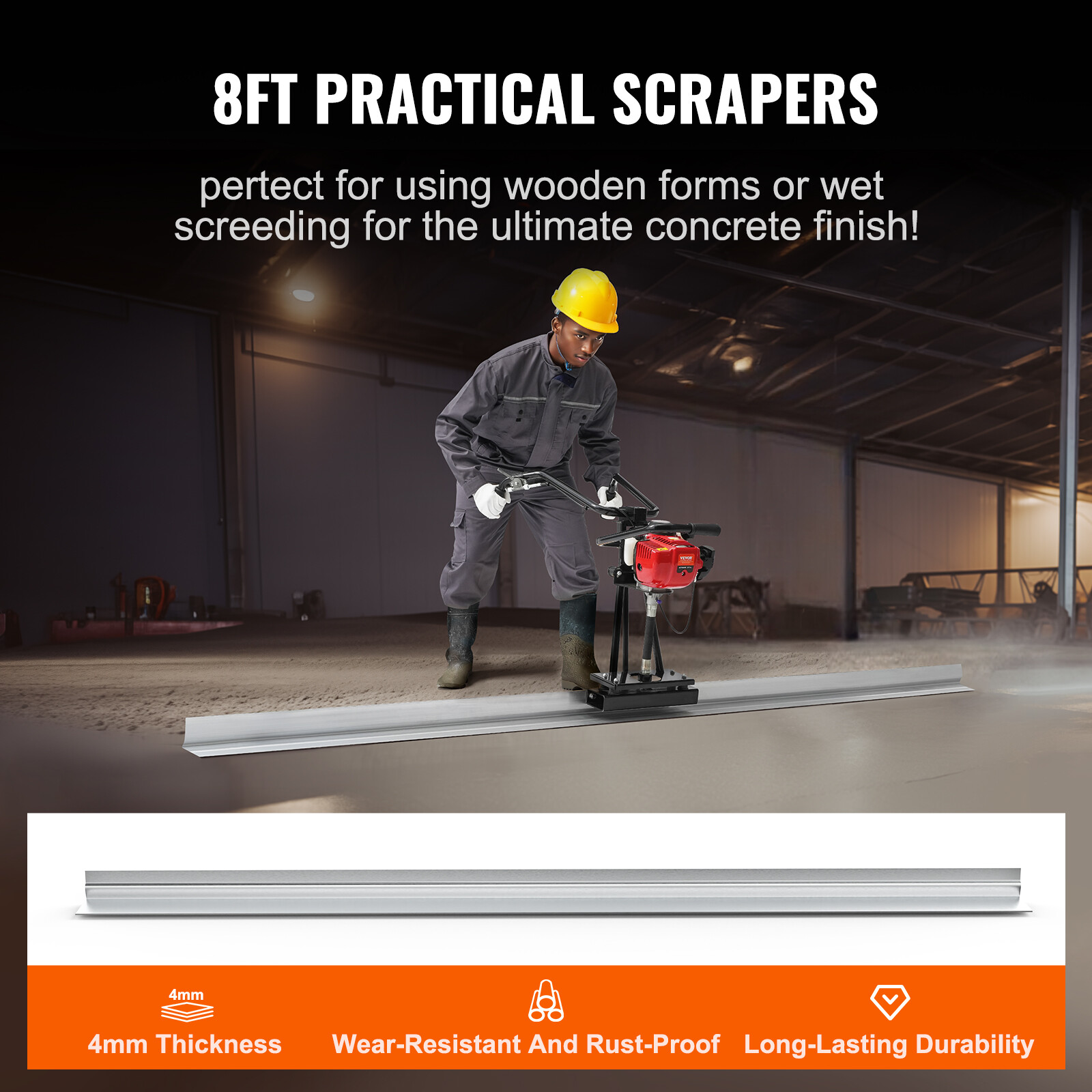 VEVOR Power Screed Gas Concrete Finishing Float with 8ft Blade Board 4 Stroke