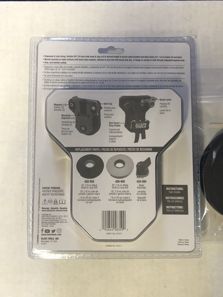 Klein tool dispenser 450-900/Hook & Loop Roll