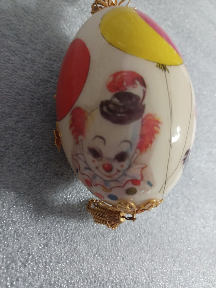 Hand Painted Ceramic Egg Clown Faces with Stand