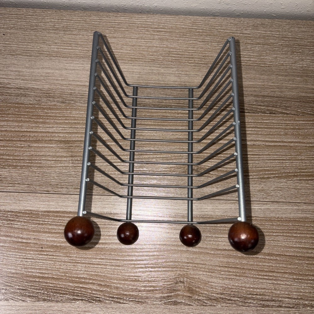 Y2K Wire CD Racks Holders PC Game 11 Slot Each Wood Knobs Retro Storage