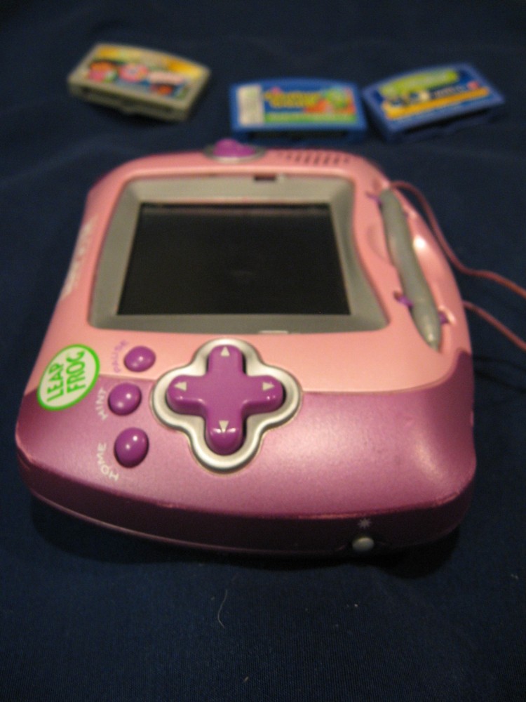 LeapFrog Leapster Learning Game System + 3 Dora Creature Pixar Wall Games WORKS