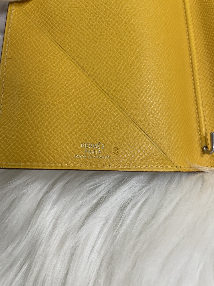 Hermes Notebook Cover Yellow Leather With Blue Notebook Authen