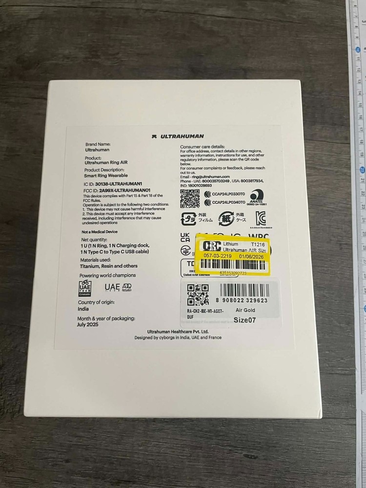 Ultrahuman AIR Size 7 Smart Ring - Bionic Gold