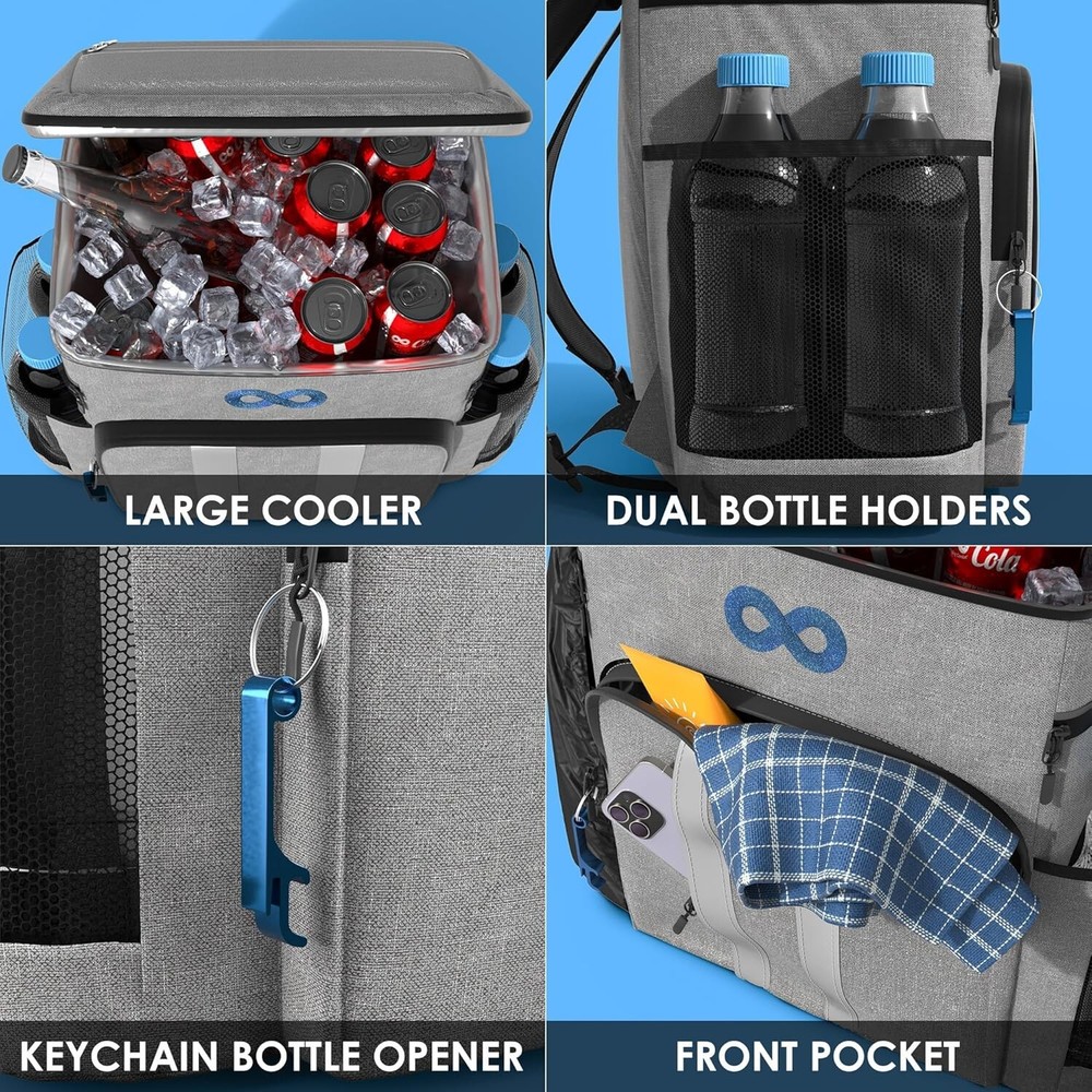 Insulated Backpack Cooler, 54 Can Capacity, Leakproof Liner, Soft Cooler Backpac