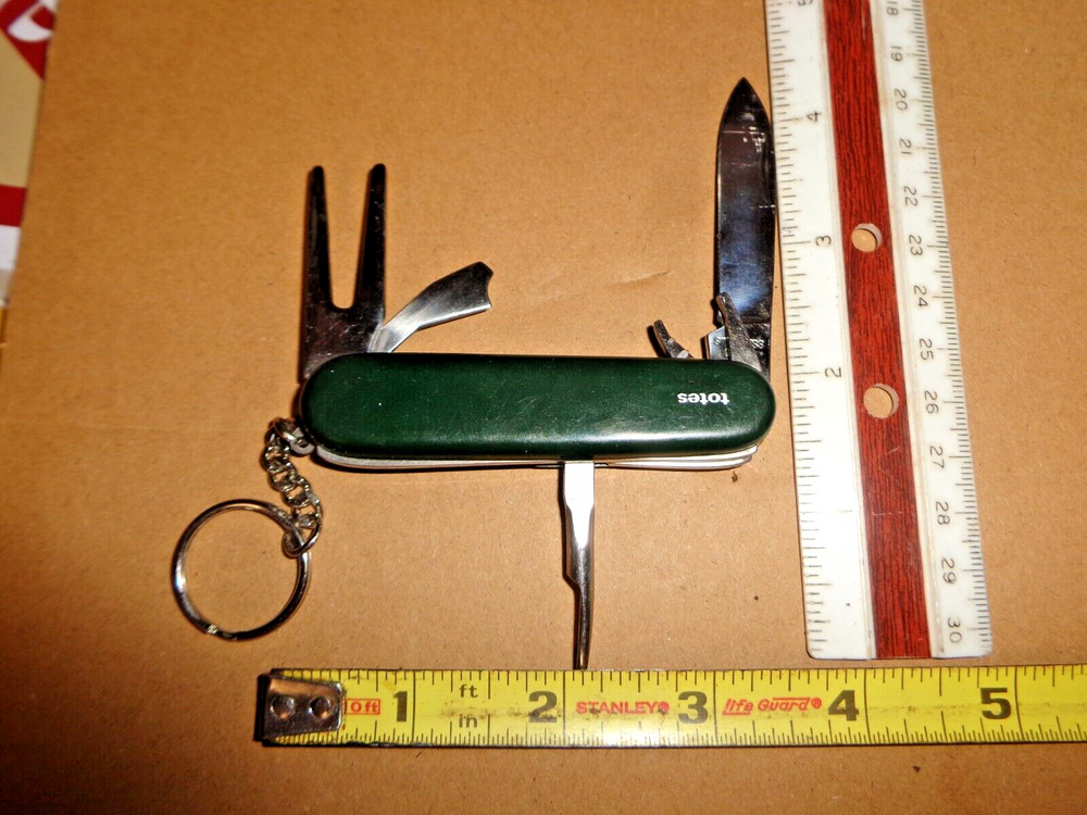 NICE TOTES MULTI PURPOSE BLADE STAINLESS POCKET FOLDING GOLFERS TOOL KNIFE