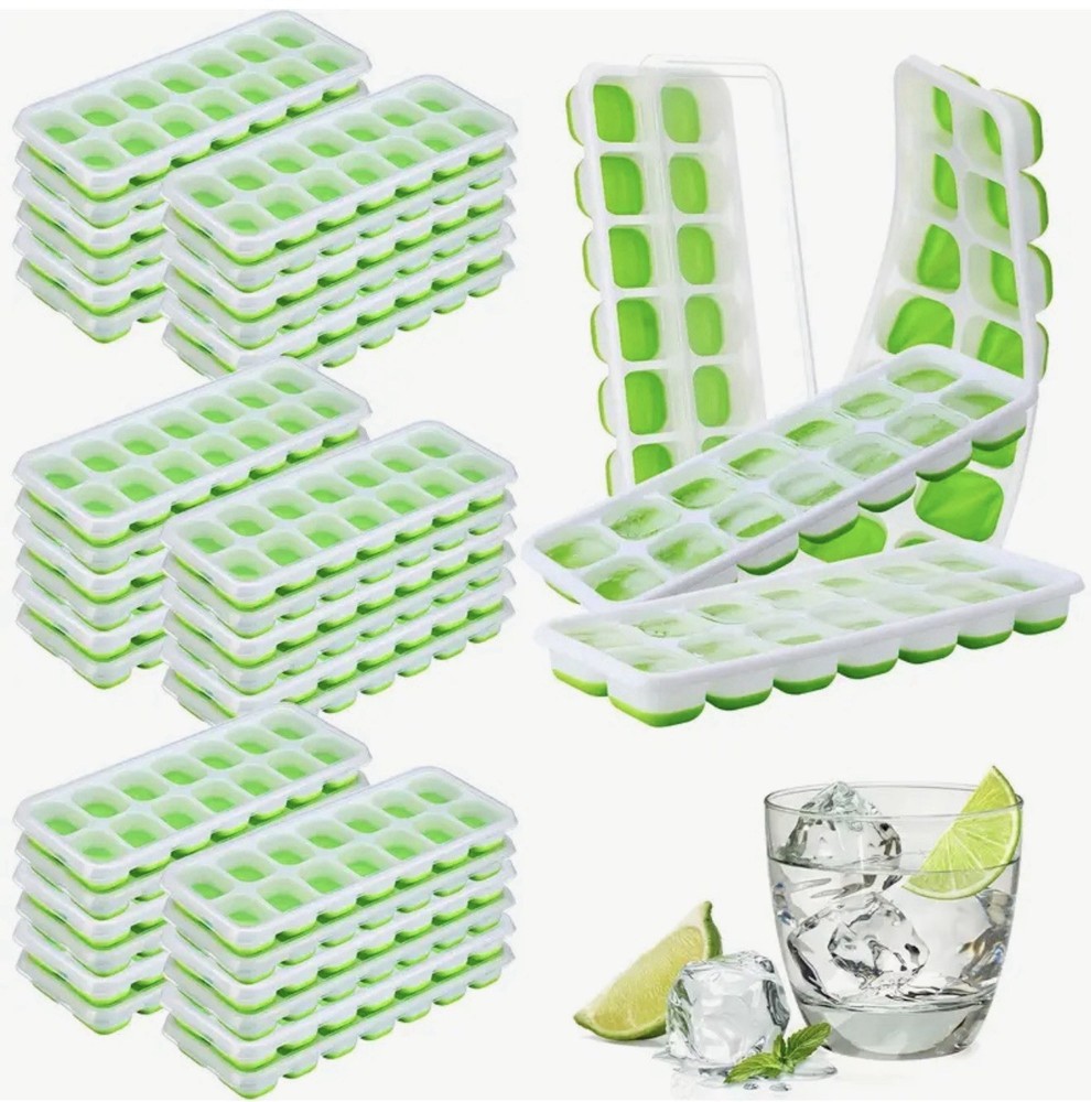 36 Pack Silicone Ice Cube Trays - Flexible Stackable Molds with Lid for Drinks &