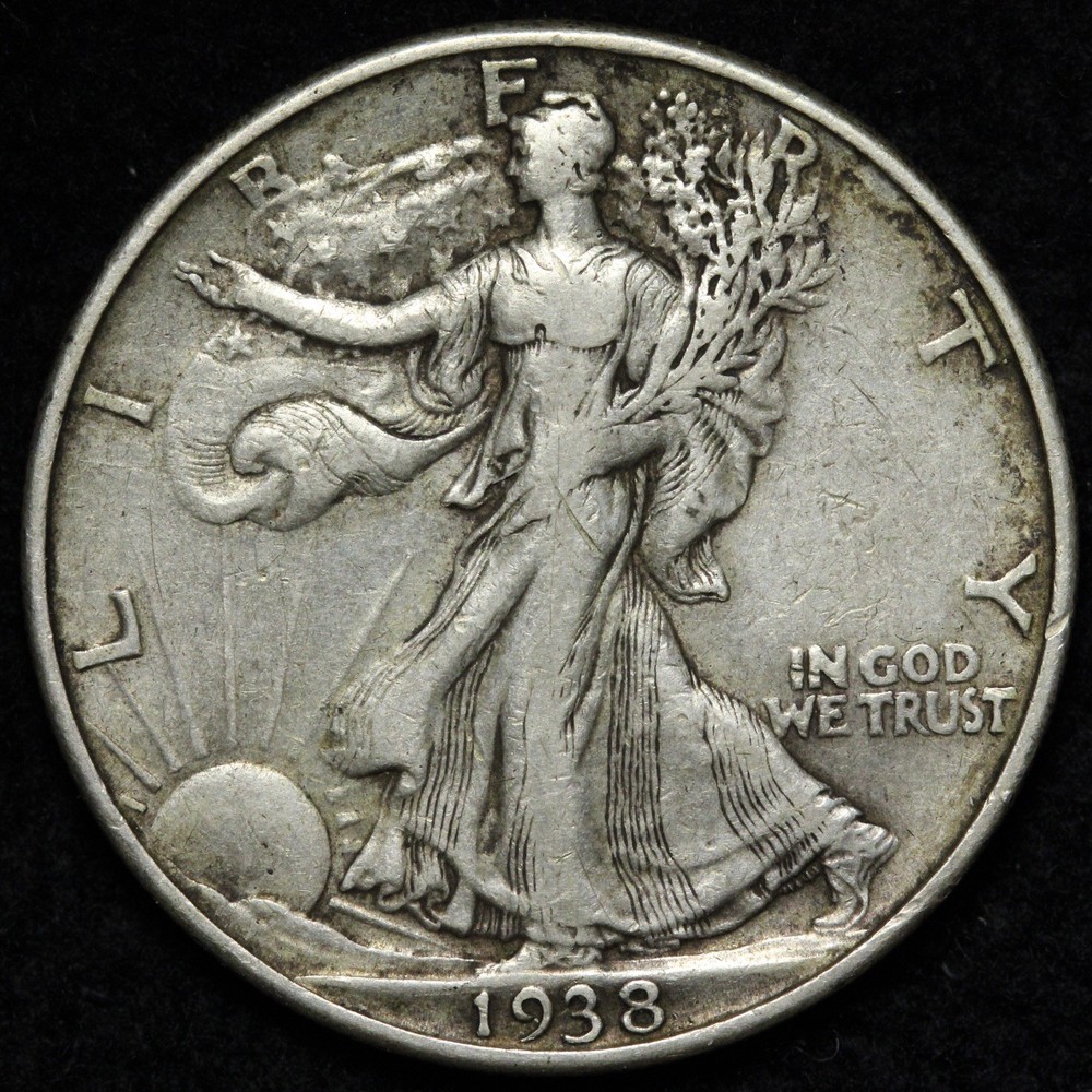 1938-D Walking Liberty Silver Half Dollar XF+ E357 RUFQ
