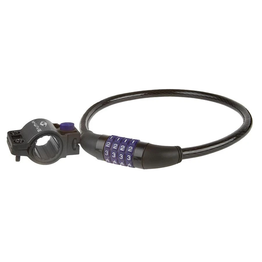 M-Wave D12.6 Cable Lock 2 Foot with 4-Digit Combination & Clip-On Frame Mount