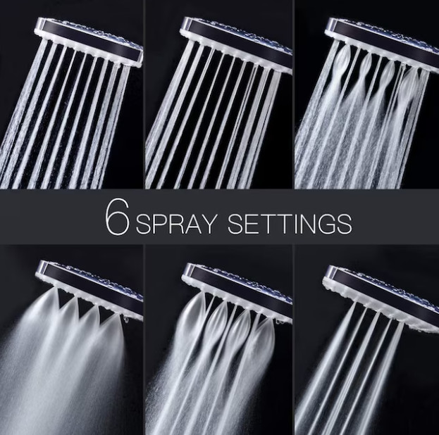 EQLOO 6‑Function High Pressure Handheld Shower Head Chrome w/ 59" Hose