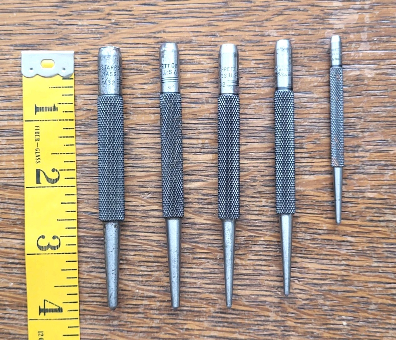 Vintage L. S. Starrett No. S 117 Set of (5) Center Punches Machinist Tools USA