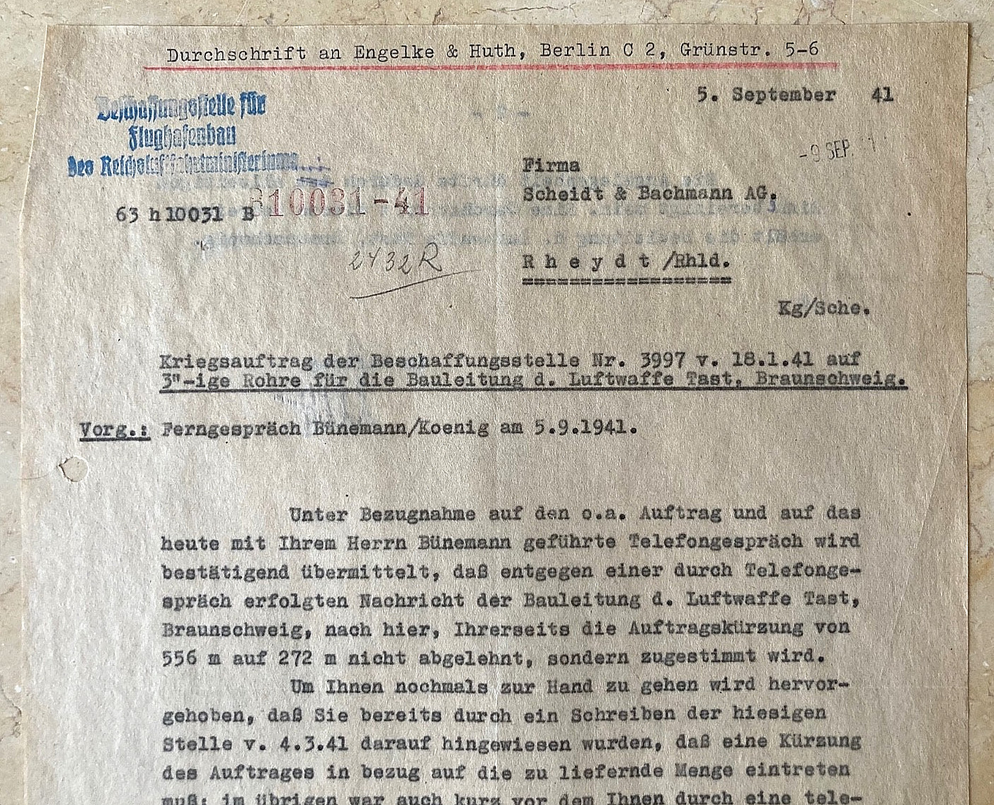 WW2 GERMAN REICHSMARSHALL REICHSMINISTER of AVIATION PROCUREMENT DOCUMENT 1941