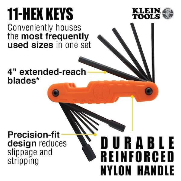 Klein Tools Heavy Duty Pro Folding Hex Key Set 11-Key SAE Sizes