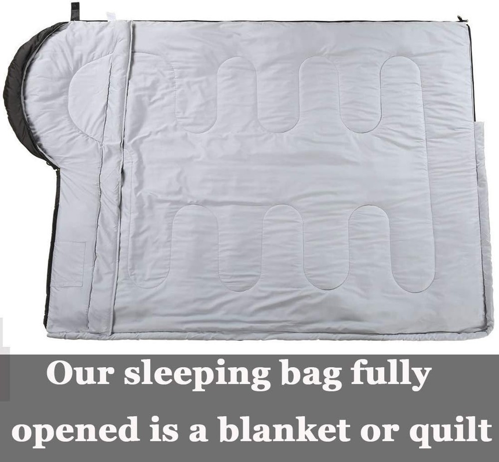 Spacious Rectangular Sleeping Bag - Waterproof & Machine Washable for Outdoors