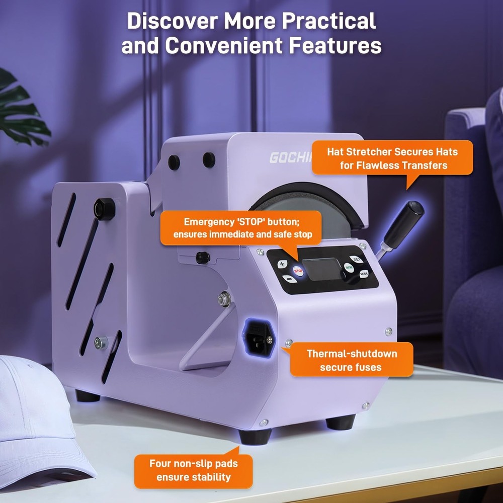 Auto Hat Heat Press Machine, Automatic Open/Release, 4 Memory Modes, Precise ...