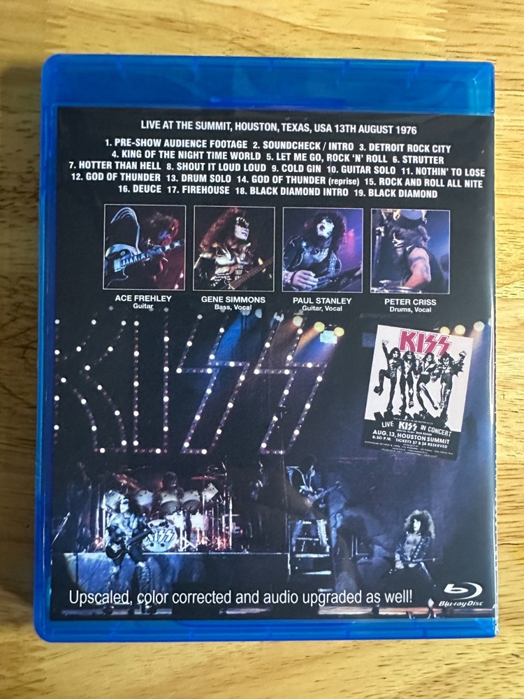 KISS - Live at Houston Summit 1976 Remastered Blu-ray Paul Stanley Gene Simmons