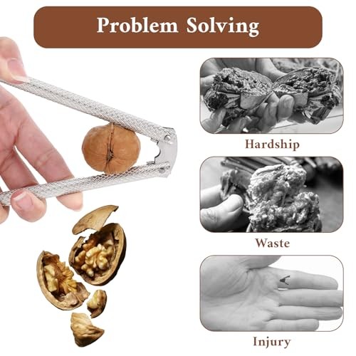 1 Pack Nut Crackers for All Nuts, Stainless Steel Walnut Cracker Tool with 2