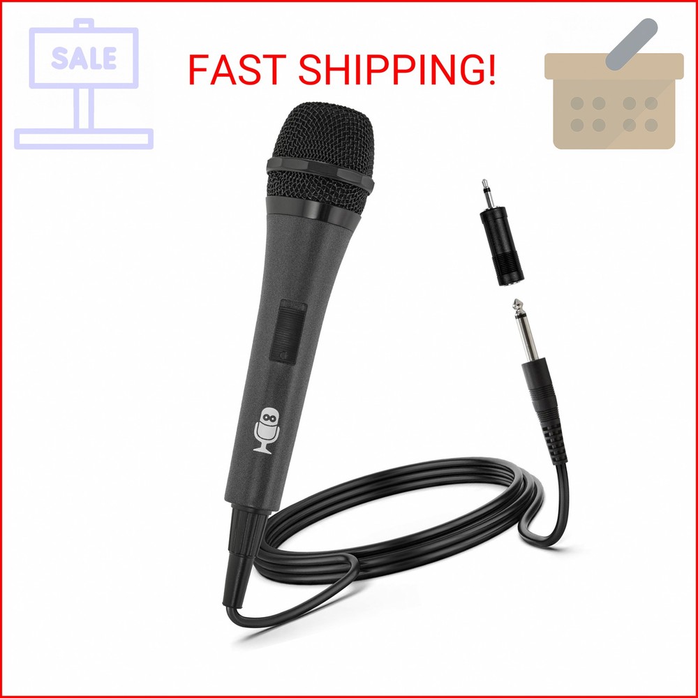 Singing Machine Wired Microphone for Karaoke, (Black) - Unidirectional Dynamic V