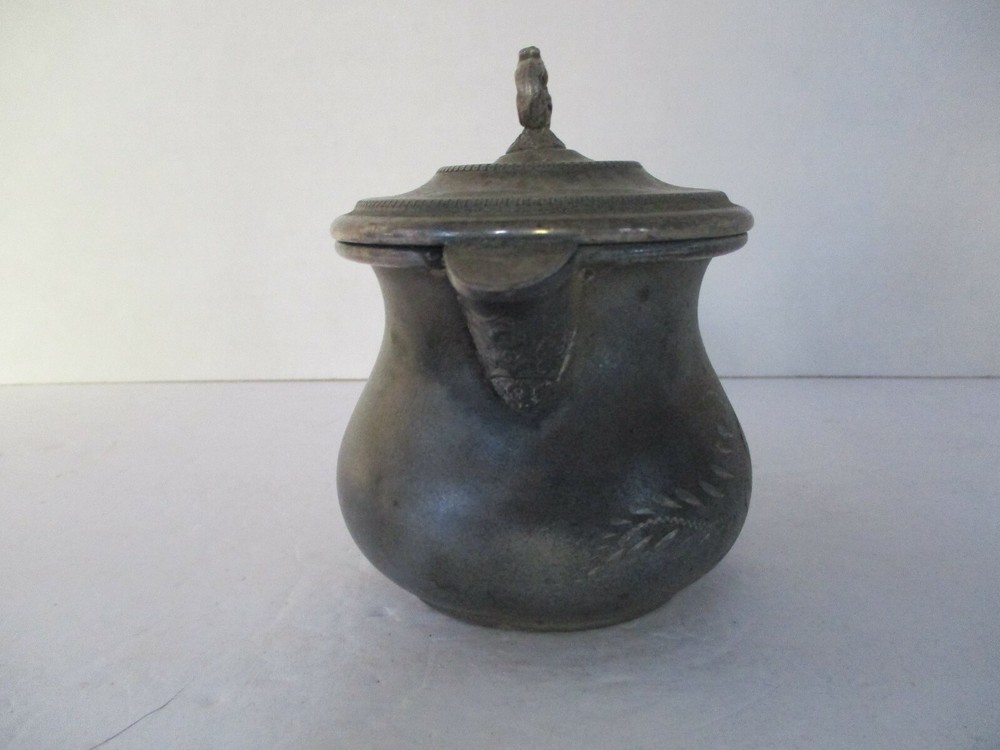 Silver Lidded Creamer Pitcher Stamped Quadruple Plate "R" over Sunburst Vintage