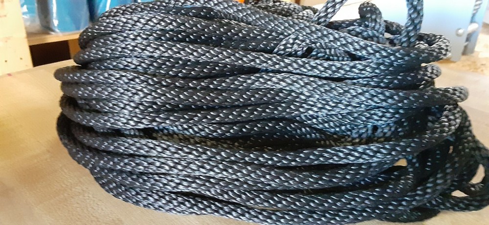 1/4” x 100 ft. Solid Braid MFP Rope Hank. Black. Made in USA