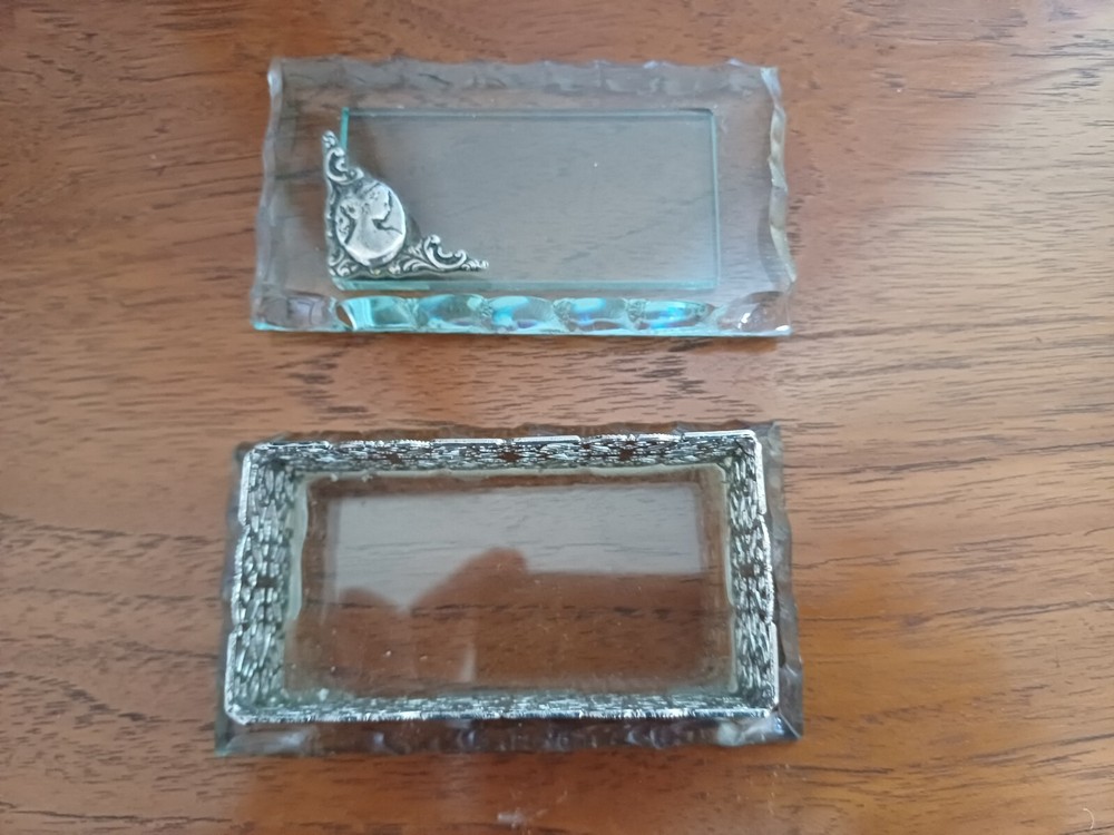 Continental glass and Filigree silver Patch/Trinket Box