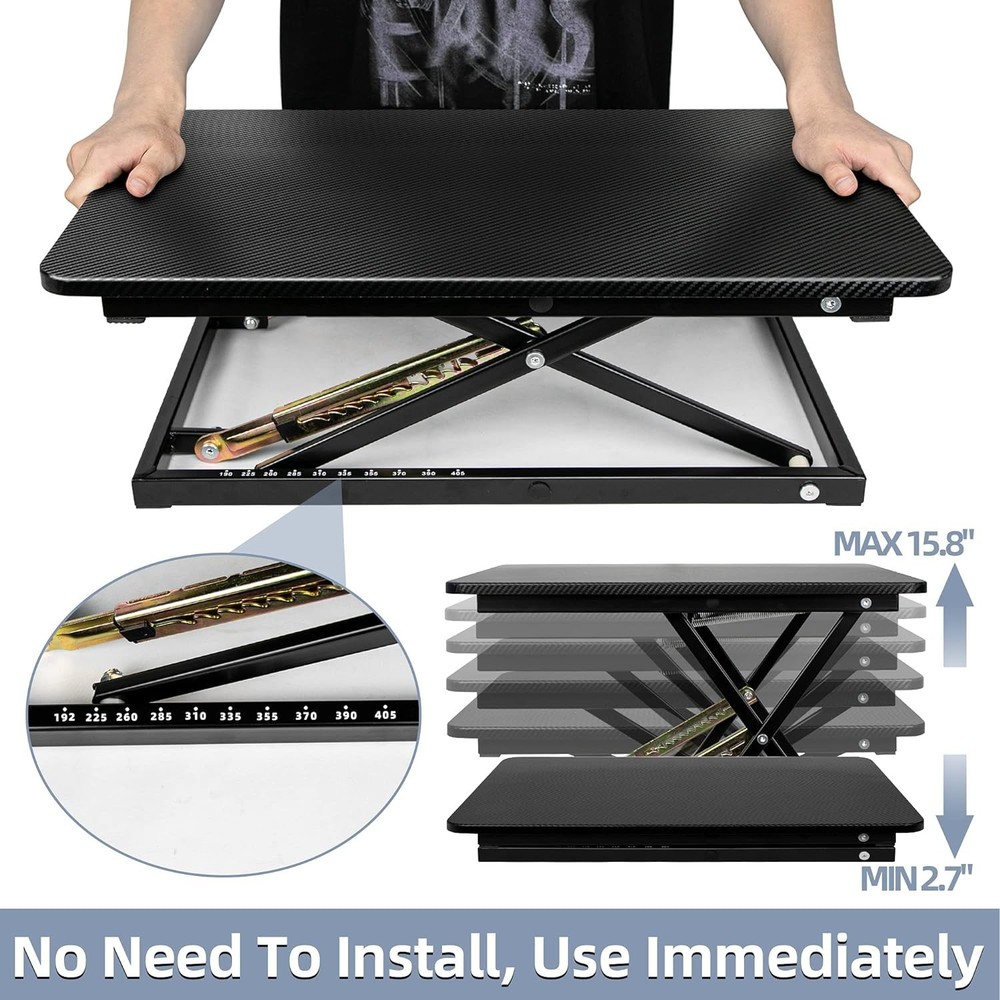 Ergonomic Black Pattern Desk Riser - Adjustable Standing Desk 23.6" x 15.7"