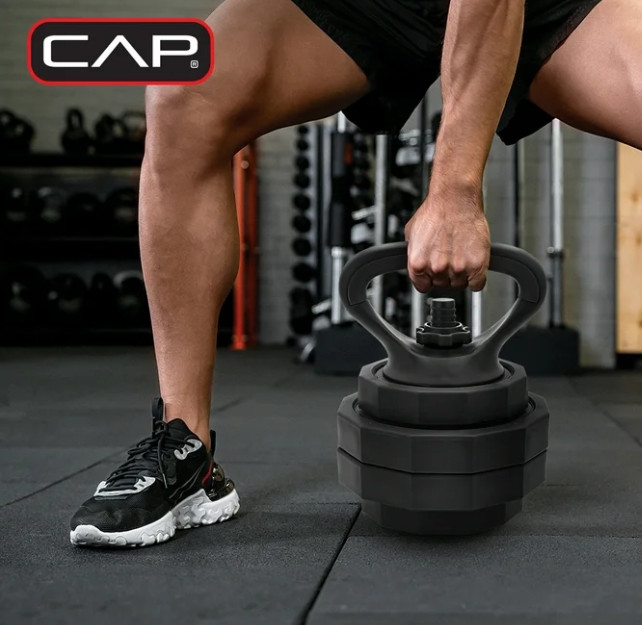 CAP 66lb Multi-Purpose Weight Set Adjustable Dumbbell, Barbell, & Kettle, Black