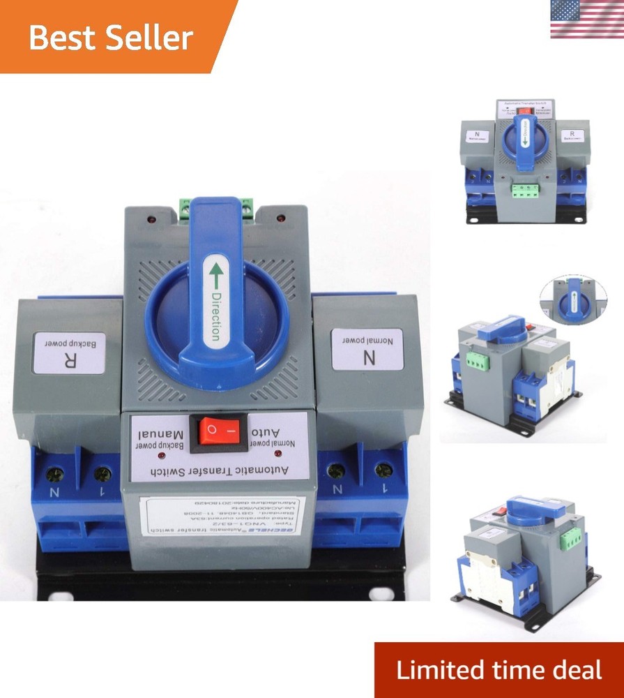 Automatic 63A Transfer Switch with Overload Protection - 110V Convenience