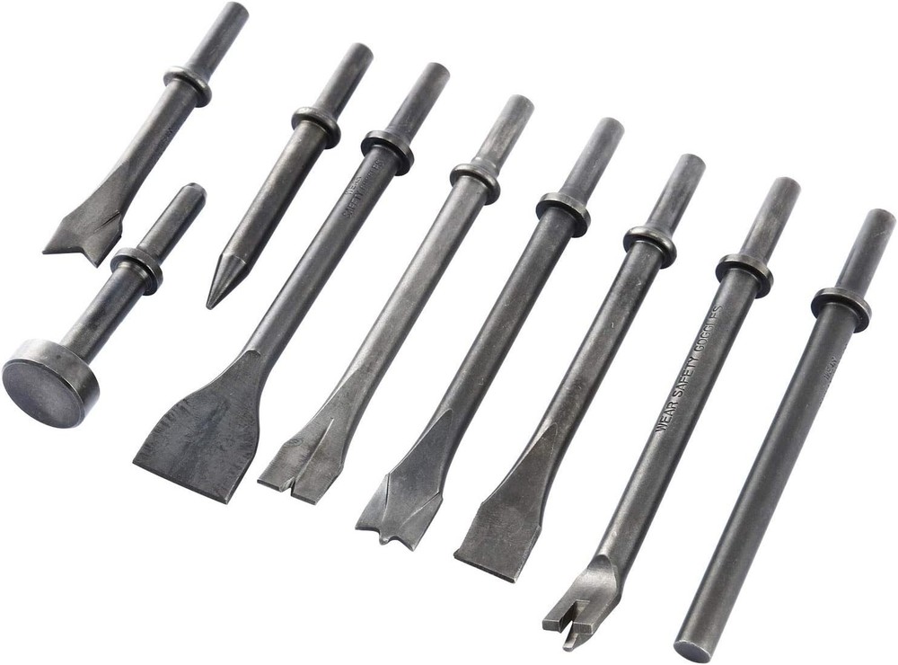 Pneumatic Chisel Set 9pcs Air Hammer Punch Chipping Bits Tool