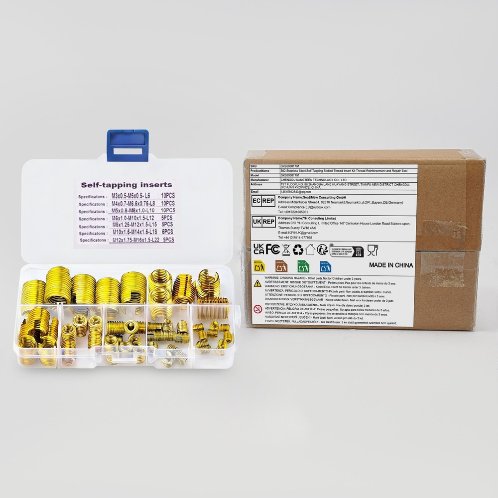 50Pcs Self Tapping Thread Inserts Set, Gold Thread Reinforce Repair Tool