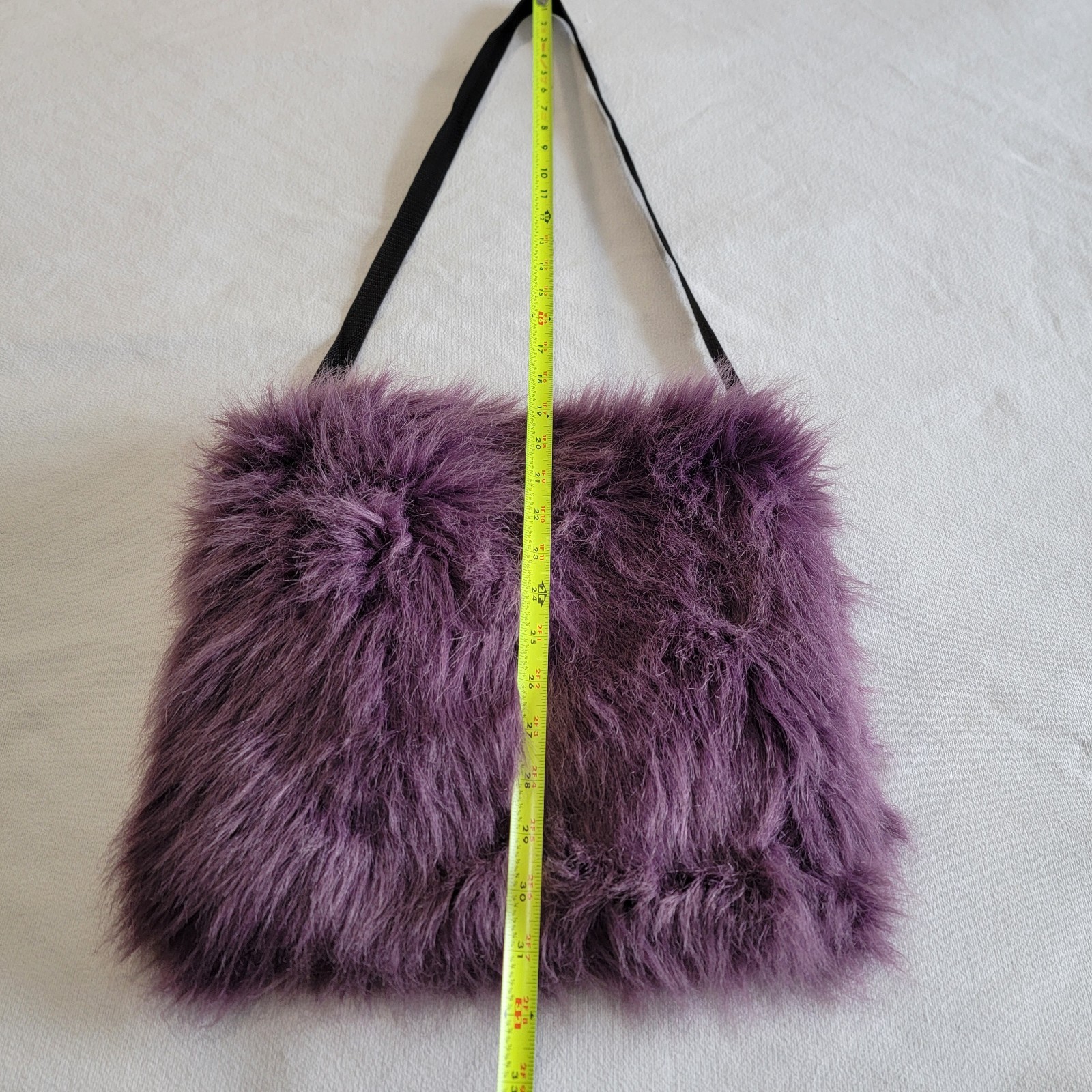 Vintage Y2K Faux Fur Punky Shoulder Bag Purple Medium Size for Women