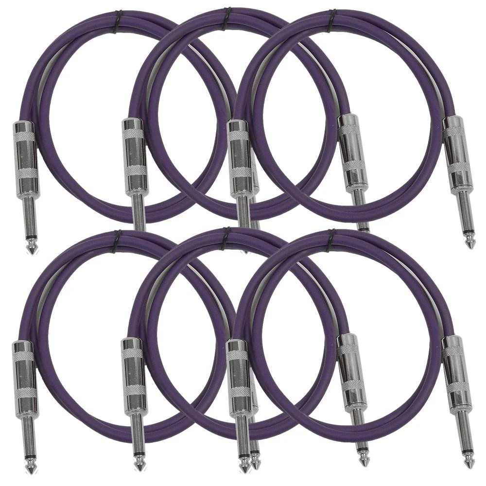 6 Pack Purple 3ft TS Patch Cables