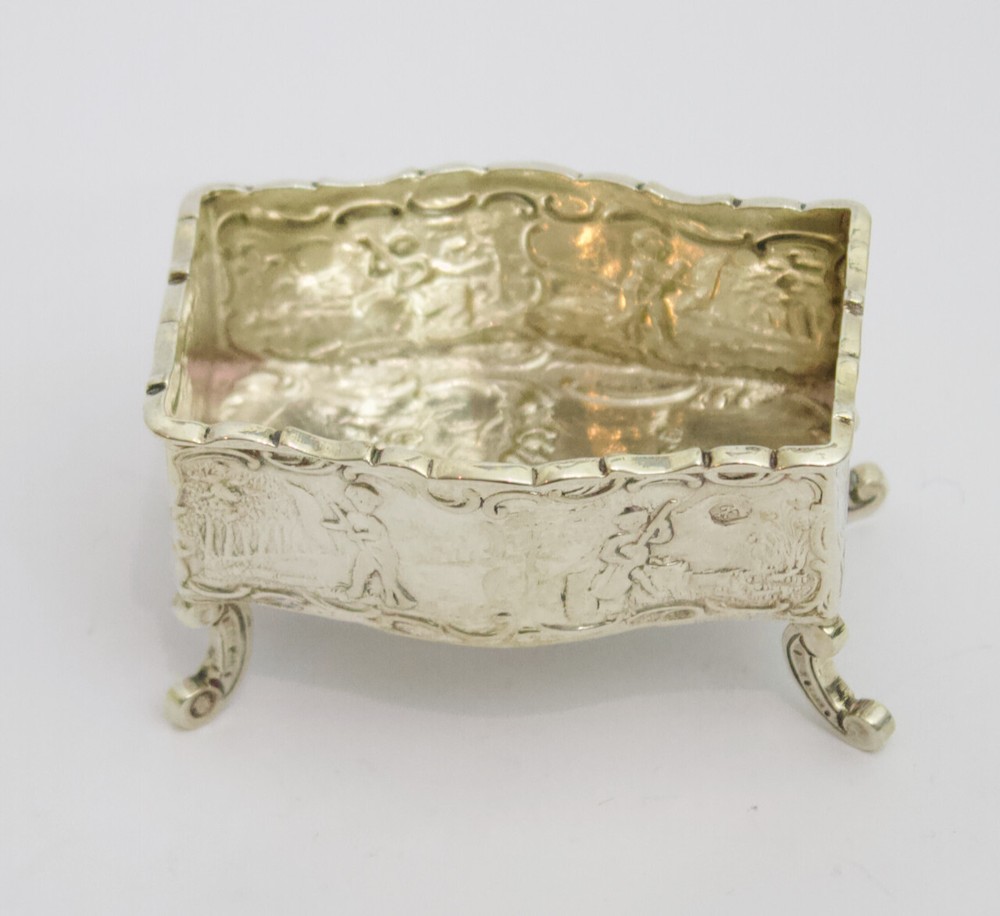 Solid silver antique Dutch decorative box dish pot