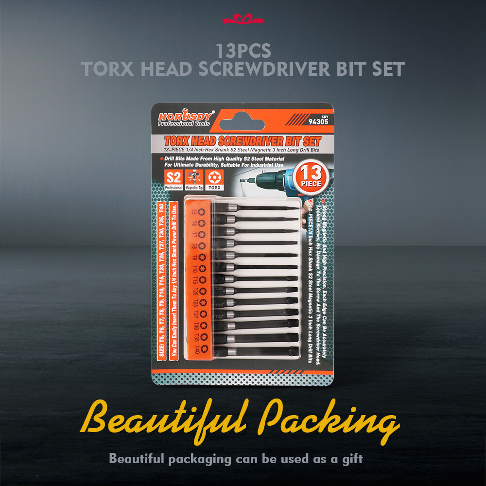 13pc Torx Screwdriver Bit Set Connect Impact Driver Drill Security Tamper Proof
